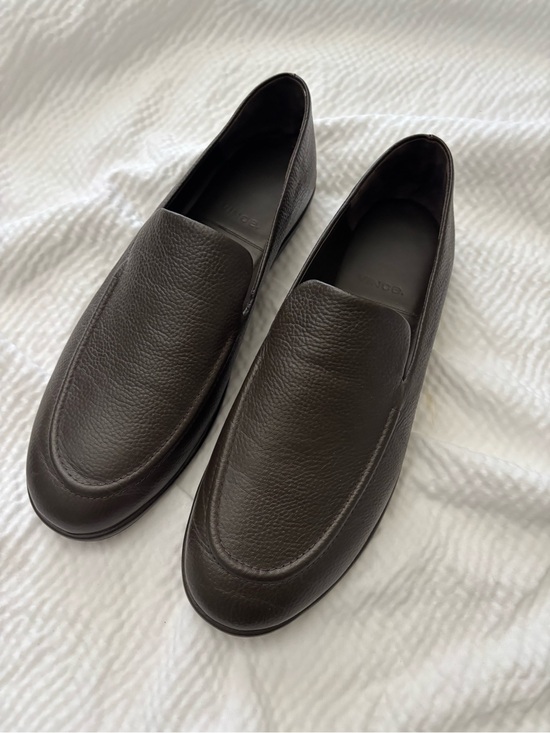 Vince Pebbled Chocolate Leather Hann Loafers